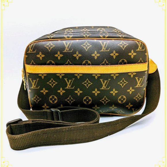 LOUIS VUITTON Reporter Monogram Canvas Shoulder Bag Brown